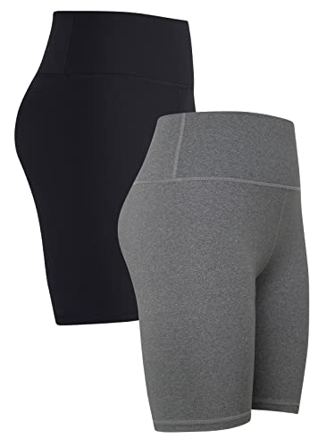 iloveSIA Damen-Biker-Shorts aus Baumwolle für Damen, hohe Taille, enganliegend, für Fitnessstudio, Yoga, Workout, Radfahren, Laufen, Volleyball, Schwarz / Grau, Klein von iloveSIA