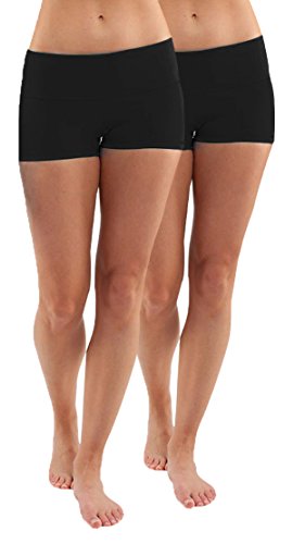 iloveSIA Damen yoga shorts cotton shorts hosen 2er pack groß schwarz + schwarz von iloveSIA