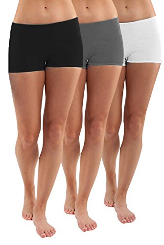 3er Pack Kurze Sporthose Sport Shorts Hotpants Baumwolle Damen Shorty Unterziehhose Unter Kleid Rock Sportbekleidung Fitness Yoga Shorts, L von iloveSIA