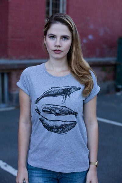 ilovemixtapes Bio Faires Frauen T-Shirt "Three Whales" grey melange von ilovemixtapes