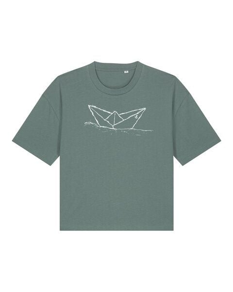 ilovemixtapes Damen T-Shirt Bio-Baumwolle fair – Motiv Paperboat - Boxy fit von ilovemixtapes