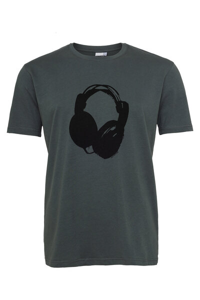 ilovemixtapes Herren T-Shirt mit Kopfhörer aus Biobaumwolle, Made in Portugal ILP06 - stormy weather grau von ilovemixtapes