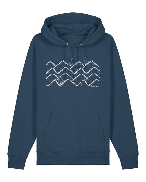 ilovemixtapes Nachhaltiger Bio Hoodie „Boats & Waves“ – Fairer Unisex Kapuzenpullover aus Bio-Baumwolle von ilovemixtapes