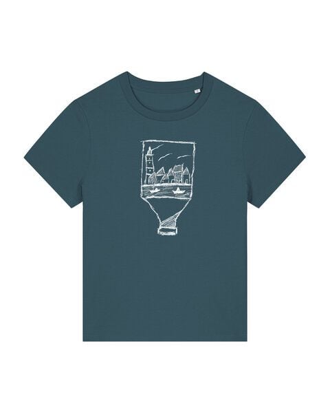 ilovemixtapes Nachhaltiges Damen T-Shirt aus Bio-Baumwolle mit Siebdruck – Design „Flaschenpost“ von ilovemixtapes