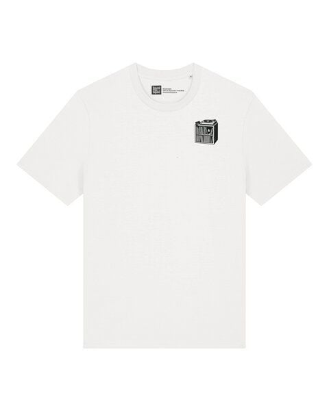 ilovemixtapes Plattenregal T-Shirt – Off White | Nachhaltiges Unisex Shirt für Vinyl- & Musikfans von ilovemixtapes