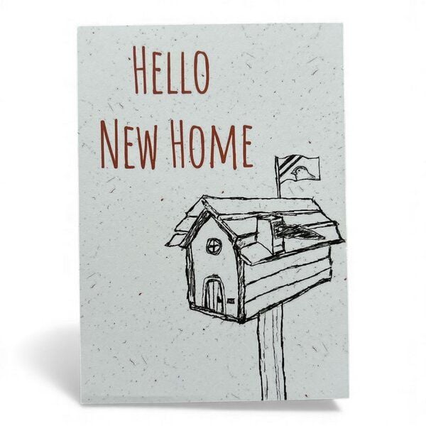 ilovemixtapes Postkarte „Hello New Home“ – Niedliches Einzugsmotiv für Haus & Wohnung, Geschenk zur neuen Heimat von ilovemixtapes