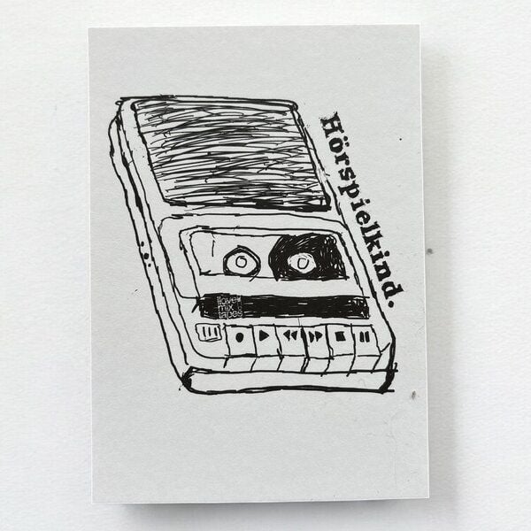 ilovemixtapes Retro Postkarte Kassette | Handgezeichnet „Hörspielkind“ | Nostalgie Karte Hörspiel Fan Geschenk von ilovemixtapes
