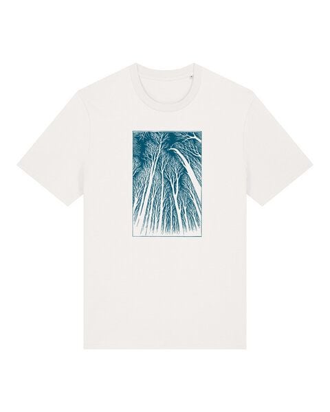 ilovemixtapes T-Shirt „Linolwald“ – Off White – Bio-Baumwolle – Handdruck in Dunkelblau – Fair & Vegan von ilovemixtapes