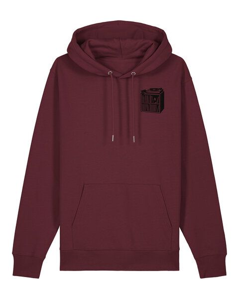 ilovemixtapes Unisex Bio Hoodie „Das kleine Schallplattenregal“ – Fair Wear, Musik-Motiv mit Plattenspieler, nachhaltig produziert von ilovemixtapes