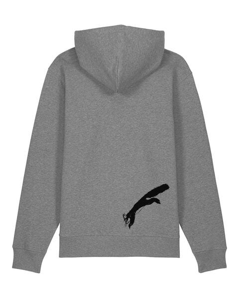 ilovemixtapes Unisex Bio Hoodie „Squirrel“ – Fair Wear, handgezeichnetes Eichhörnchen-Motiv auf der Rückseite, nachhaltig gefertigt von ilovemixtapes