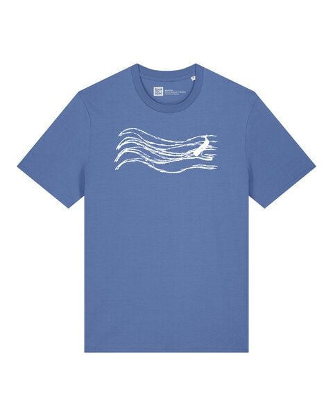 ilovemixtapes Wellenwall T-Shirt Unisex – Bright Blue – Bio Baumwolle – Relaxed Fit – Handdruck in Weiß – Fair & Vegan von ilovemixtapes