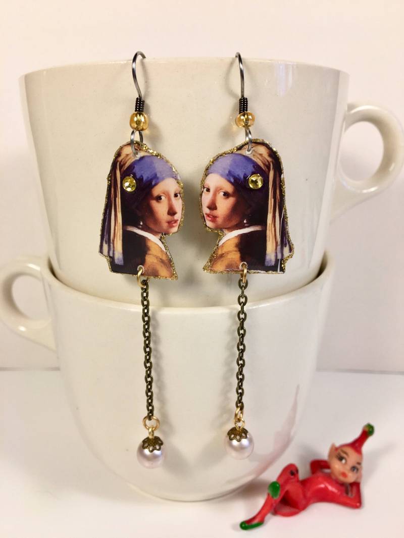 Das Mädchen Mit Der Perle Ohrring Ohrhänger Johannes Vermeer Künstler Maler Alte Meister Niederländisch Die Milchmädchen von ilovemyauntdebbie