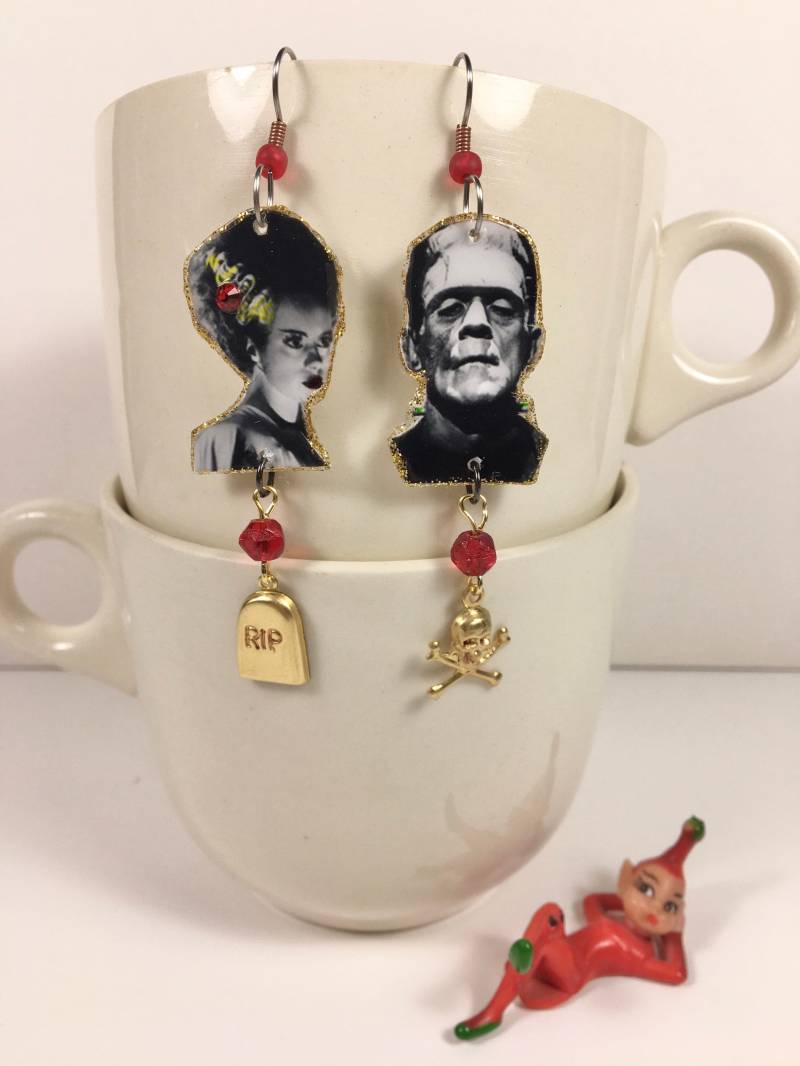Frankenstein Und Braut Von Ohrringe Film Monster Halloween Kitsch von ilovemyauntdebbie