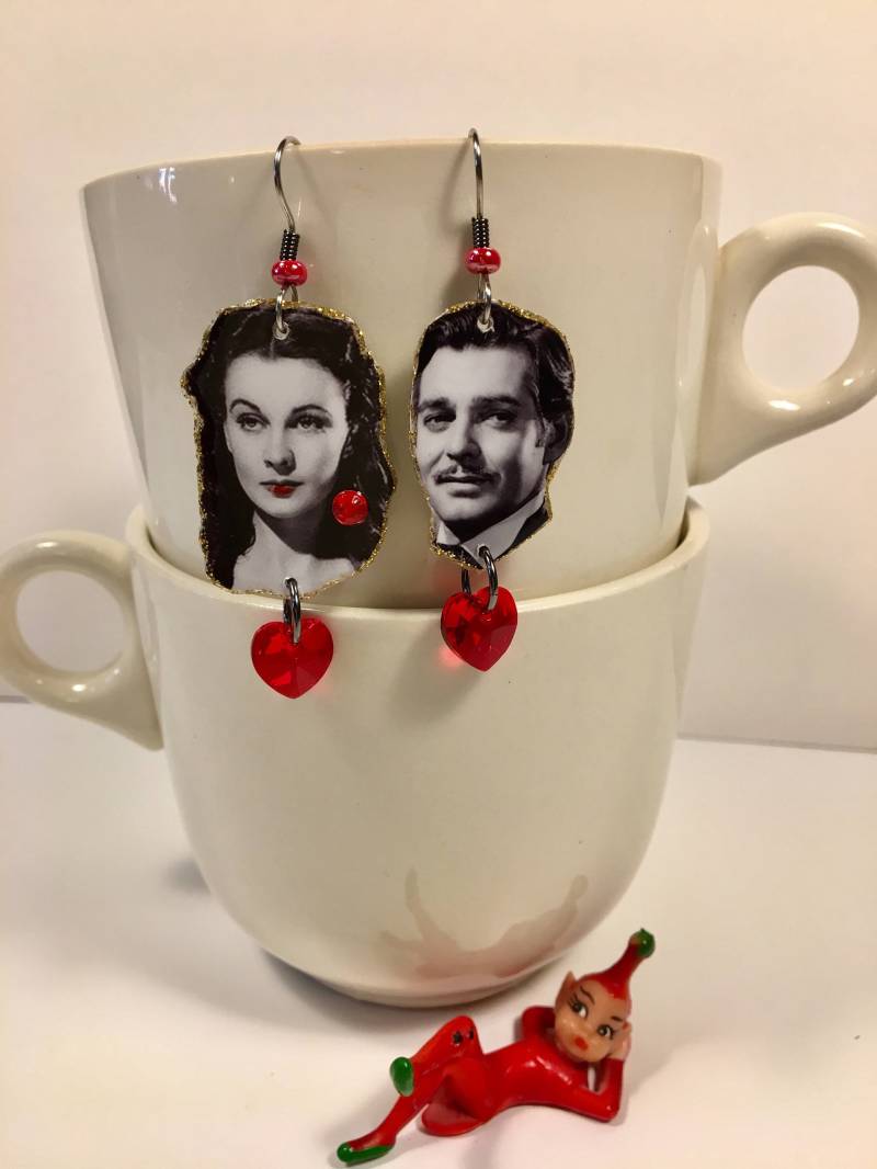 Vom Winde Verweht Ohrringe Scarlet O'hara Rhett Butler Kinofilme Silberleinwand von ilovemyauntdebbie
