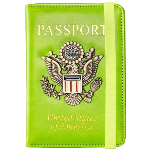 ilovever Reisepasshülle und Kartenschlitz, RFID-blockierend, Leder, Reisepasshülle für Damen und Herren, Grün von ilovever