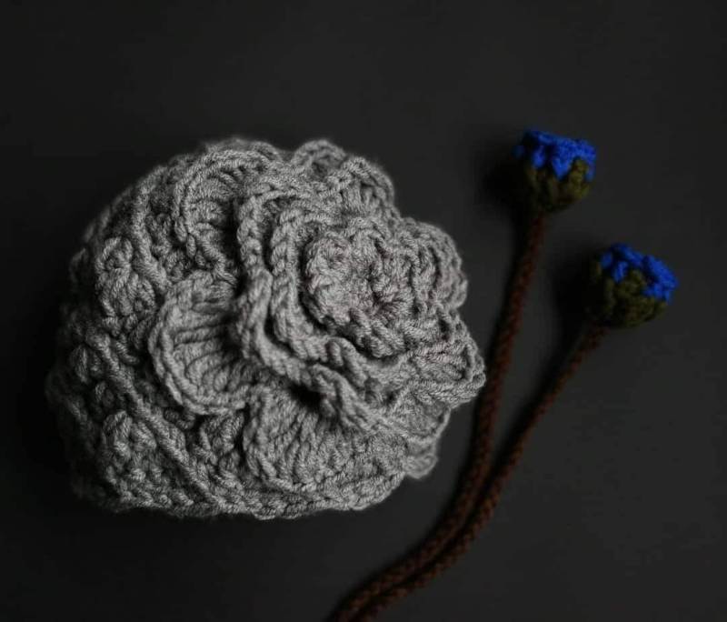 Grobstrick-Blumen-Mütze Vegane Acryl-Mütze Für Frauen & Mädchen von ilzeBoutique