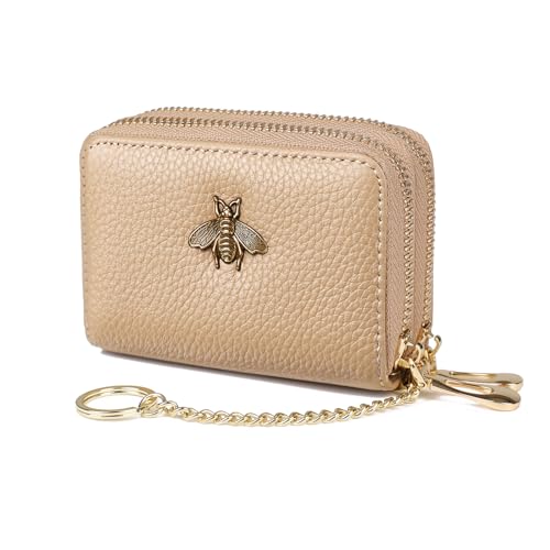 imeetu RFID-Kartenetui, kleines Lederetui mit doppeltem Reißverschluss für Damen (Max, Khaki) von imeetu