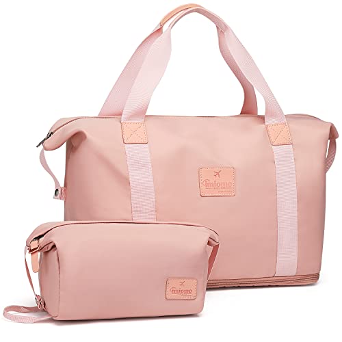 Imiomo Reisetasche Damen, Faltbare Sporttasche Overnight Weekend Handgepäck für Damen, Kurze Reisen, Urlaub, Sport Gym wasserfest Travel Bag (Rosa) von imiomo