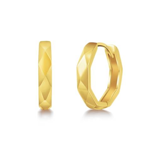 Immobird Creolen Gold aus Silber 925 Ohrringe Creolen Durchmesser 14mm Gold Ohrringe für den täglichen Gebrauch von immobird