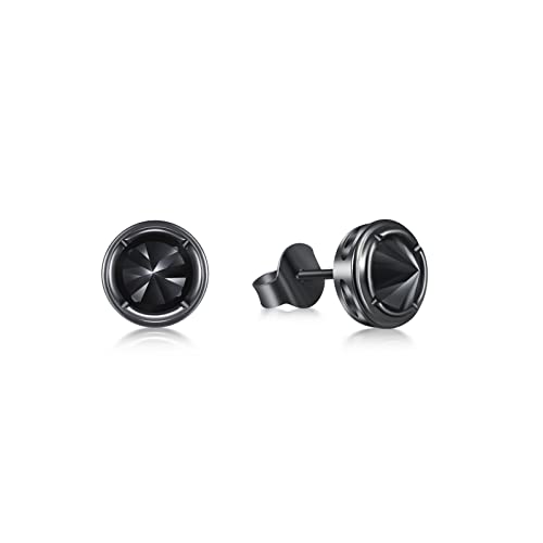 Immobird Herren Ohrstecker aus 925 Sterling Silber Schwarz Spinell Ohrringe Stecker für Jungen Mädchen Geschenk Weihnachtsgeschenke für Frauen Männer von immobird