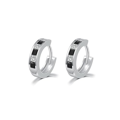 Immobird Diamant Ohrringe Herren 925er Sterling Silber Kleine Creolen Silber Unisex Ohrringe Männer Herren Damen Durchmesser 12mm von immobird