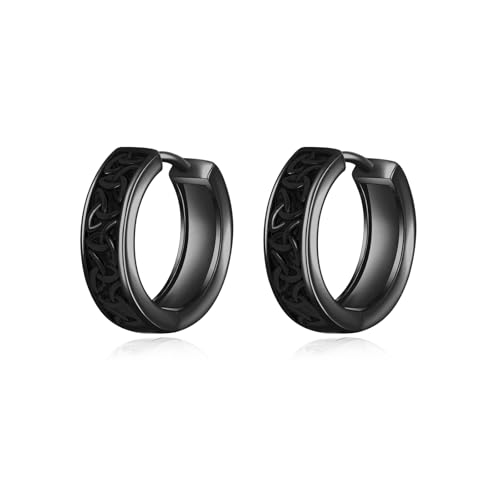 Immobird Creolen Ohrringe Schwarz Herren Ohrringe Damen Celtic Rune Wikinger Ohrring 15mm Unisex Schmuck für Männer von immobird