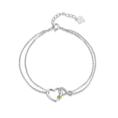 immobird Armband Damen 925 Sterling Silber Peridot Infinity Armband Frauen Herz Armbänder für Damen Geschenke für Mama Frauen immobird Armband Damen 925 Sterling Silber Peridot Infinity Armband Frauen Herz Armbänder für Damen Geschenke für Mama Frauen von immobird