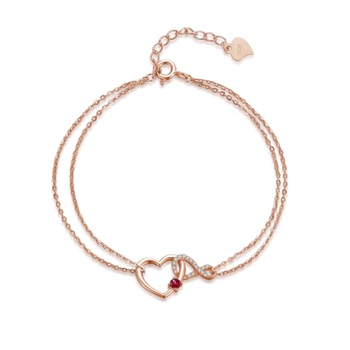 immobird Rosegold Armband Damen mit Unendlichkeit Herz Rubin Zirkon Anhängern Armband für Frauen Armkette Muttertagsgeschenk immobird Rosegold Armband Damen mit Unendlichkeit Herz Rubin Zirkon Anhängern Armband für Frauen Armkette Muttertagsgeschenk von immobird