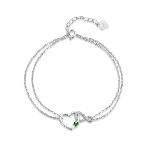 immobird Rosegold Armband Damen mit Unendlichkeit Herz Smaragd Zirkon Anhängern Armband für Frauen Armkette Muttertagsgeschenk von immobird