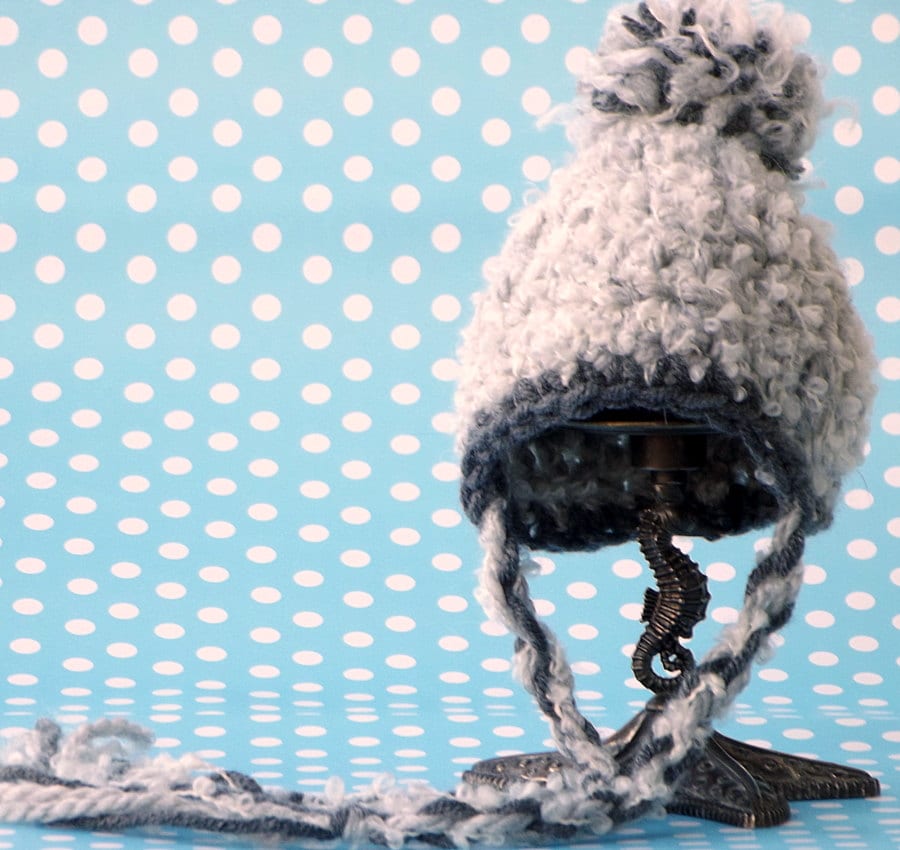 Graue Beanie Mütze Mit Großem Pompom Für Baby Kleinkind Jungen Mädchen Häkelmütze Warme Grobstrick Winter, Winter Geburtstagsgeschenk Kinder von imoqe