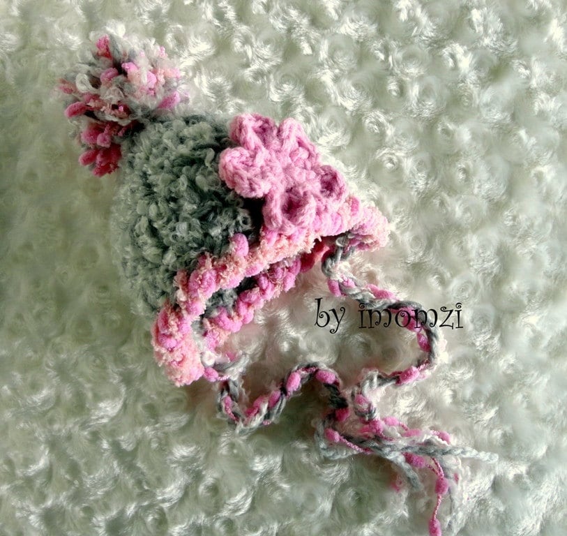 Süße Warme Wintermützen, Baby Mädchen Pompom Beanie, Rosa Und Grau Beanie Mütze, Mütze Neugeborene Shower Geschenk, Newbaby Fotografie Prop von imoqe