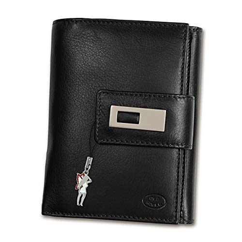 Imppac Old River Echt-Leder Geldbörse Damen Herren Portemonnaie schwarz 11x3x14cm D1OPD701F Leder Geldbörse von Old River für die Frau von imppac