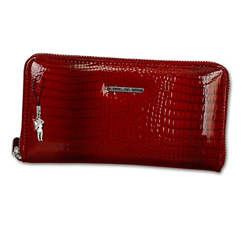 Imppac DrachenLeder echtes Leder Geldbörse Damen Handgelenktasche rot 19x2,5x10 - inkl. Feen-Anhänger D1OTJ505R Leder Tasche von DrachenLeder für die Frau von Imppac