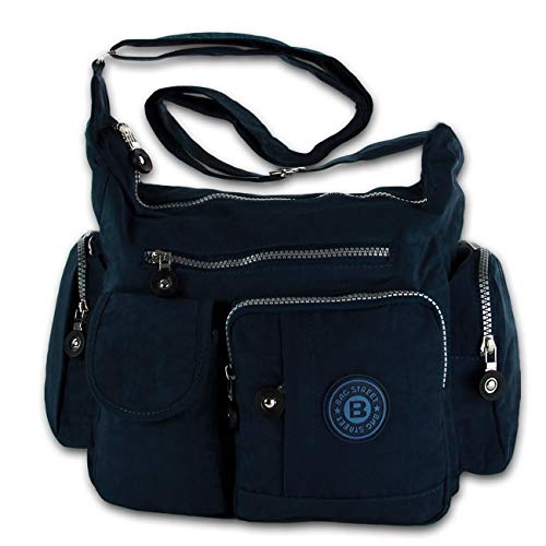 imppac DrachenLeder Damenhandtasche Schultertasche Tasche blau Nylon 32x20x12 OTJ205B Nylon Schultertasche von imppac