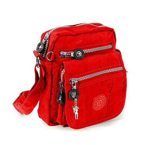 DrachenLeder Damenhandtasche Umhängetasche Tasche rot Nylon 15x8x18 OTJ215R Nylon Umhängetasche von imppac