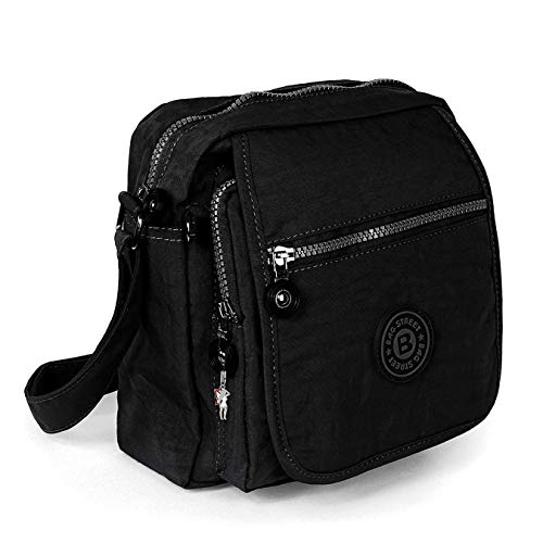 DrachenLeder Damenhandtasche Umhängetasche Tasche schwarz Nylon 20x22x10 OTJ218S Nylon Umhängetasche von imppac