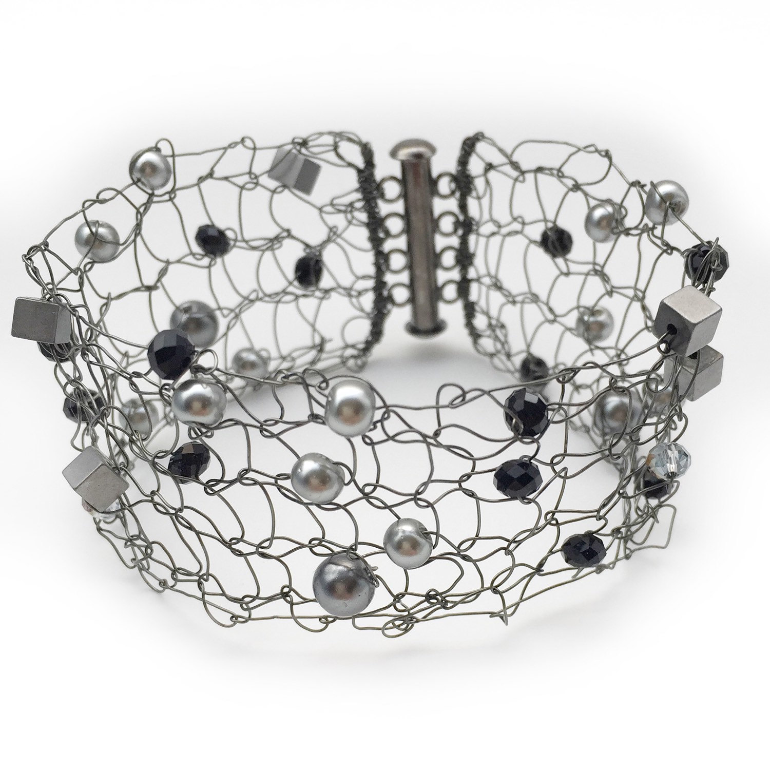 Hämatit Armband - Manschette Strick Metall Schmuck Kupfer Hochzeit Mesh von imwyred