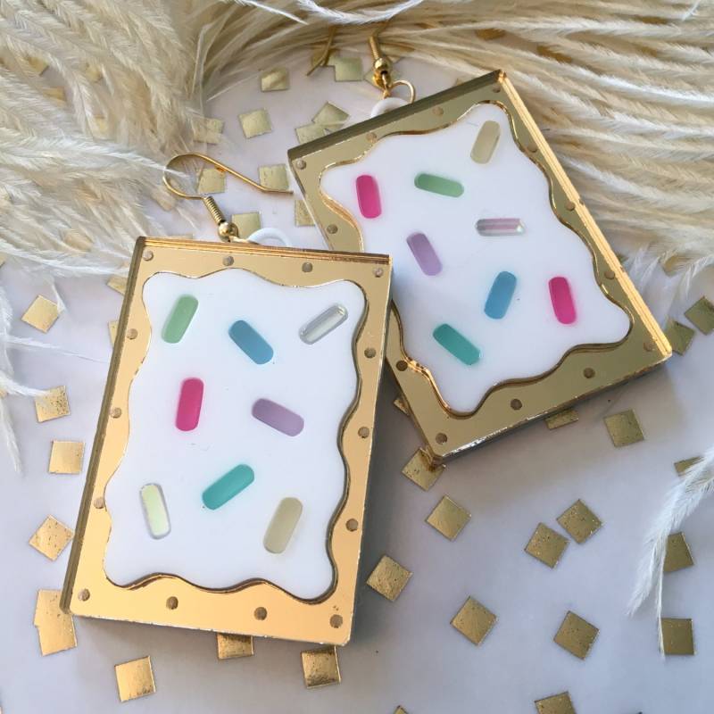 Regenbogen Pop Tart Ohrringe, Laser Cut Acryl, Kunststoff Schmuck von imyourpresent