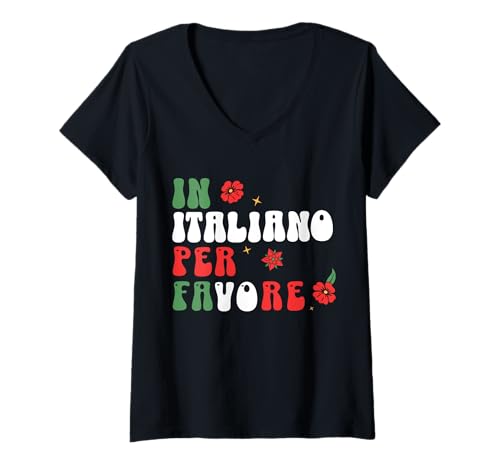 Damen in Italiano per favore Italienischer Lehrer und Schüler T-Shirt mit V-Ausschnitt Damen in Italiano per favore Italienischer Lehrer und Schüler T-Shirt mit V-Ausschnitt von in Italiano per favore Italian Language teaching