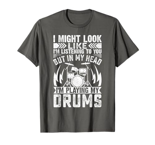 Lustiger Schlagzeuger für Herren und Damen, Drumline-Musikband, Schlagzeug-Liebhaber T-Shirt Lustiger Schlagzeuger für Herren und Damen, Drumline-Musikband, Schlagzeug-Liebhaber T-Shirt von in my Head I'm Playing my Drums