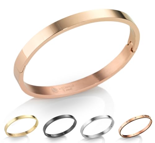 inSCINTILLE Schmuck Damen Armreif Edelstahl Zirkonia einfache Stil Liebe Armband 4/6/8mm mit Schließe Armspange Gravur, Gold/Silber/Schwarz, Inklusive Geschenkbox von inSCINTILLE