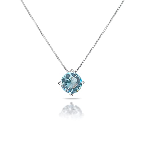 inSCINTILLE Diamant Kette Halskette Damen Silber 925 mit Kubischem Zirkoniumdioxid, Inklusive Geschenkbox (Durchmesser: 4 mm, Silberkette - Azurblau Stein) von inSCINTILLE