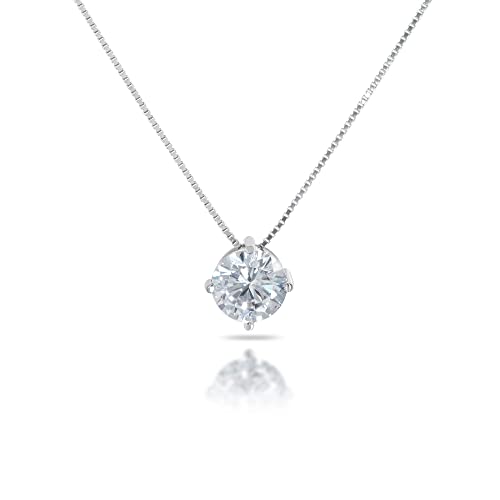 inSCINTILLE Diamant Kette Halskette Damen Silber 925 mit Kubischem Zirkoniumdioxid. Inklusive Geschenkbox (Durchmesser: 3 mm, Silberne Kette - Weißer Stein) von inSCINTILLE