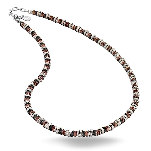 inSCINTILLE Halskette Herren Edelstahl mit Unterlegscheiben und Bolzen, Verstellbare Länge 48-53cm mit Geschenkbox (Braun) von inSCINTILLE