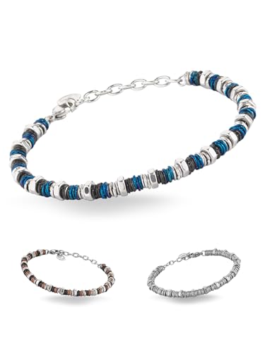 inSCINTILLE Armband Herren Edelstahl mit Unterlegscheiben und bolzen, Verstellbar 18-22 cm, hergestellt in Italien Geschenkbox inklusive, Schmuck Herren, Männer Armbänder (Blau) von inSCINTILLE