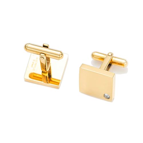 inSCINTILLE Herren-Manschettenknöpfe aus Edelstahl, inklusive Geschenkbox, Herren-Manschettenknöpfe für Zeremonien, Quadrato, Edelstahl, Zirkon-Edelstein von inSCINTILLE