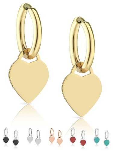 inSCINTILLE Herz Ohrringe Damen Edelstahl Inklusive Geschenkbox (Gold) von inSCINTILLE