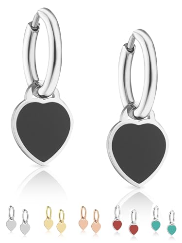 inSCINTILLE Herz Ohrringe Damen Edelstahl Inklusive Geschenkbox (Schwarz) von inSCINTILLE
