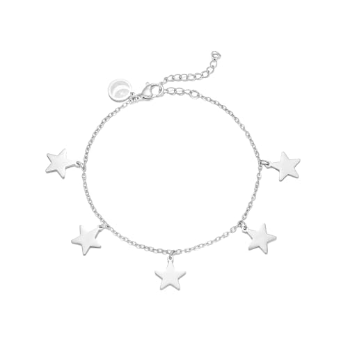 inSCINTILLE Herzen und Sterne Armband aus Stahl mit Anhänger in Sternform (Silberne Sterne) von inSCINTILLE