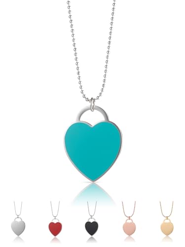 inSCINTILLE Kette Herz Damen Edelstahl Halskette mit Herz-Anhänger Inklusive Geschenkbox (Wasser Grün, 2.5) von inSCINTILLE